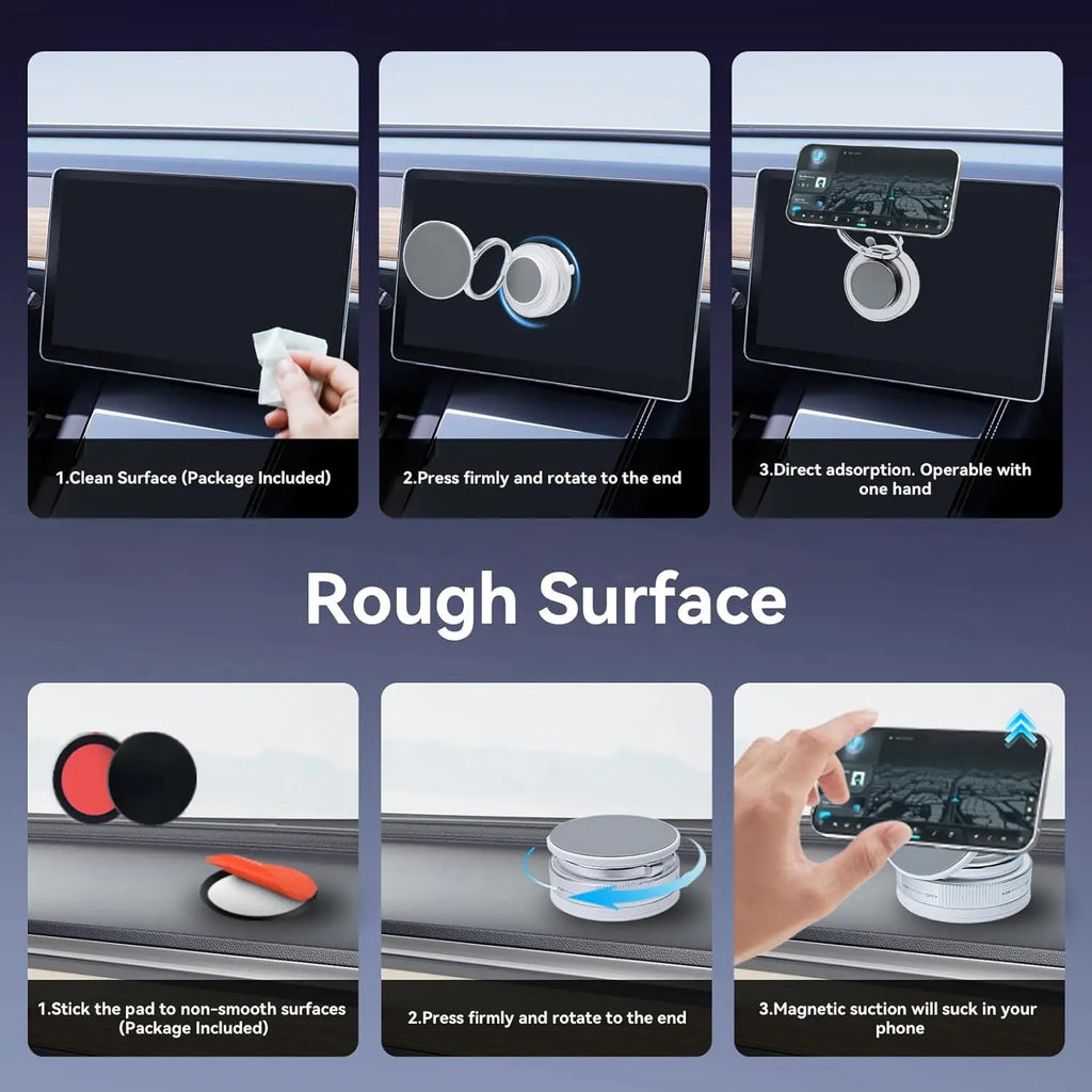 Upgraded 360° Vacuum Magnetic Car Phone Holder Ultra Strong Suction Magnetic Force Foldable Retractable Mount for Car/Dashboard