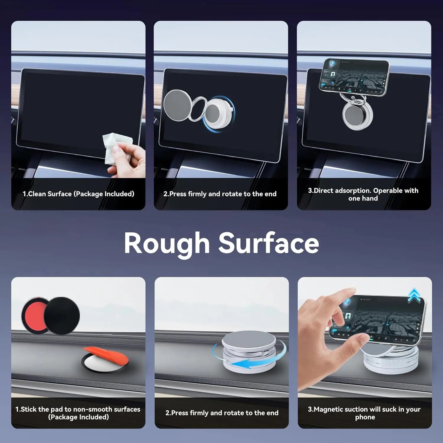 Upgraded 360° Vacuum Magnetic Car Phone Holder Ultra Strong Suction Magnetic Force Foldable Retractable Mount for Car/Dashboard