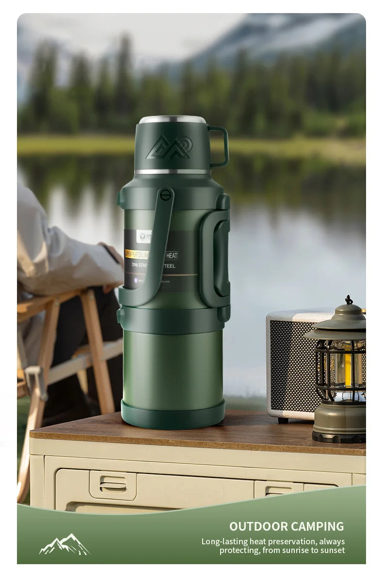 2.5L Super Large Stainless Steel Vacuum Thermos, Double Walled Insulated Flask for Hot & Cold Beverages, Travel & Camping Essent