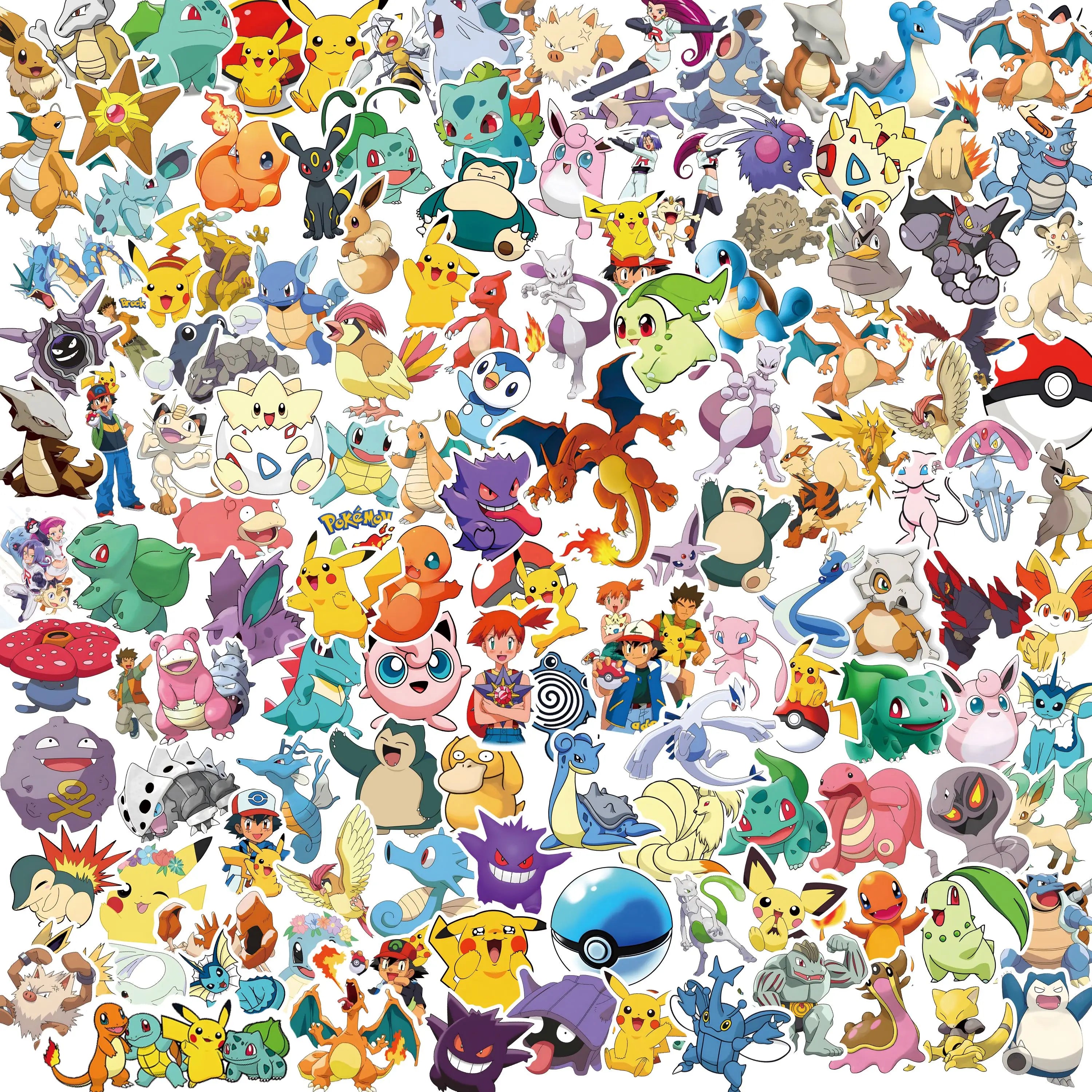 50/100/200pcs Pokemon Anime Stickers Pikachu Kawaii Sticker Laptop Suitcase Skateboard Guitar Phone Cartoon Kid Gift Toys