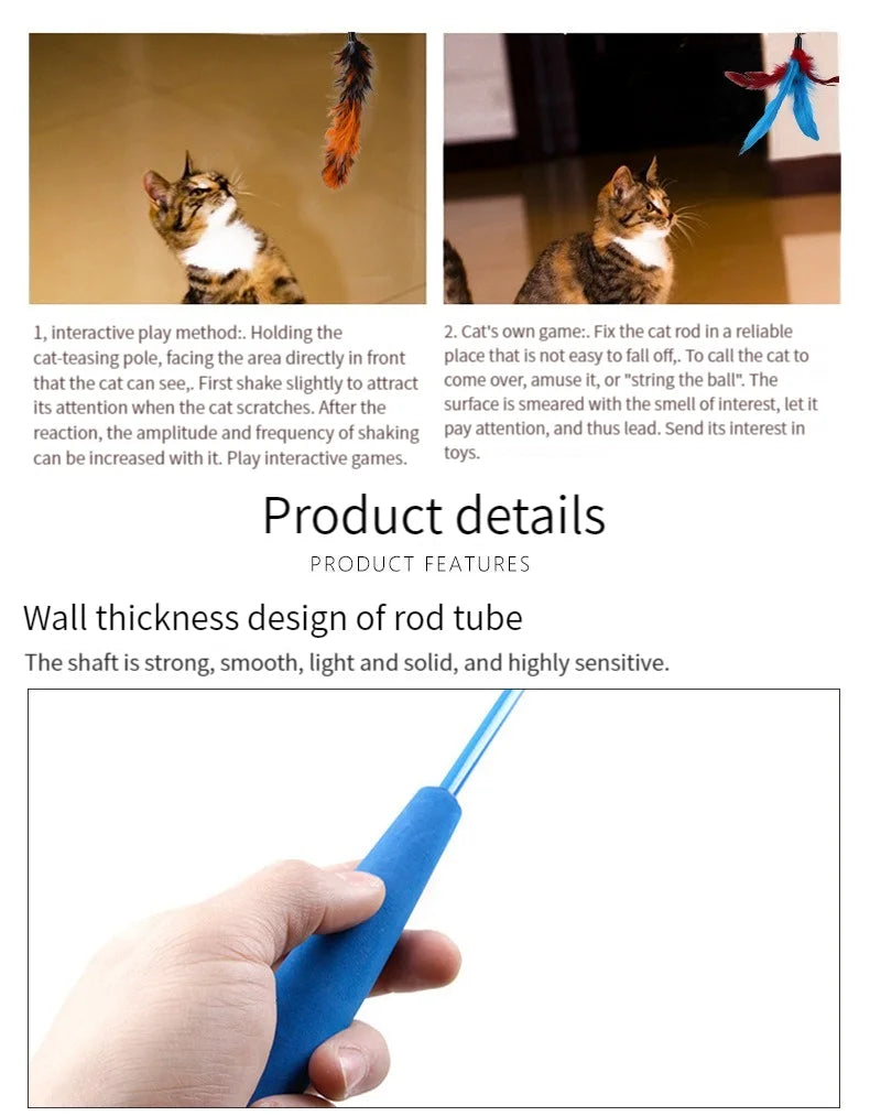 11pcs Replacement Cat Feather Toy Set Feather Replacement Head Retractable Cat Stick Cat Products