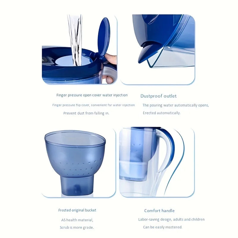 Household Filter Kettle with 3 Filter Device Alkaline Activated Carbon Water Purifier and Timer Clean Non-toxic Filter Wate 3.5L