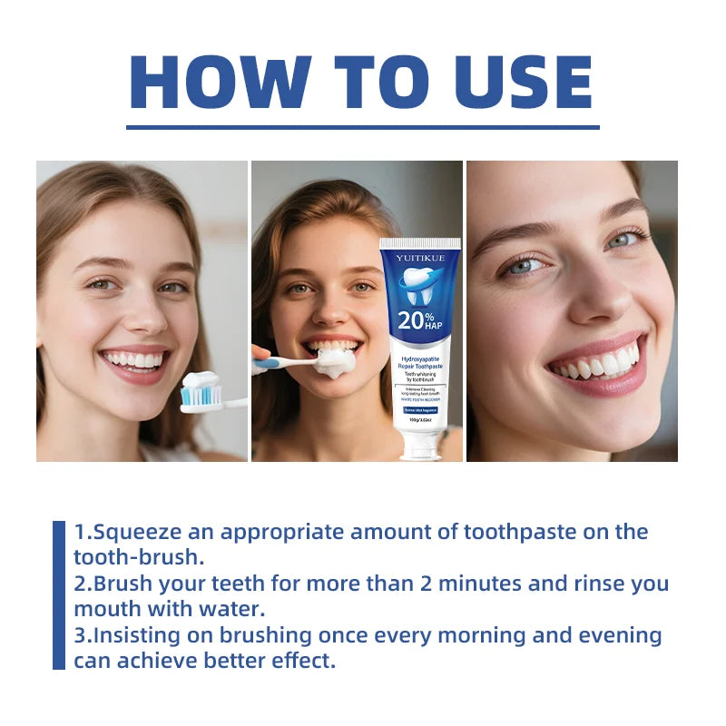 20% Hydroxyapatite Toothpaste for Deep Cleaning And Whitening Freshens Breath Gum Health Dental Plaque Removal