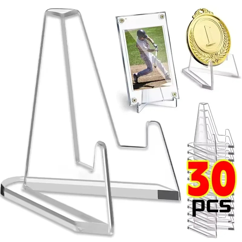 30-1PCS Triangular Card Display Stand Mini Acrylic Idol Photo Picture Holder Stands for Coin Sports Trading Cards Display Racks