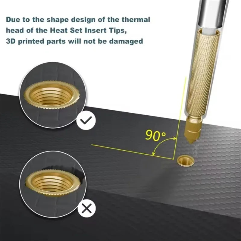 Heat Set Insert Soldering Iron Tip Head M2 M2.5 M3 M4 M5 M6 Hot Melt Insets Nut Brass Embedded Thread Insertion Kit For Plastic