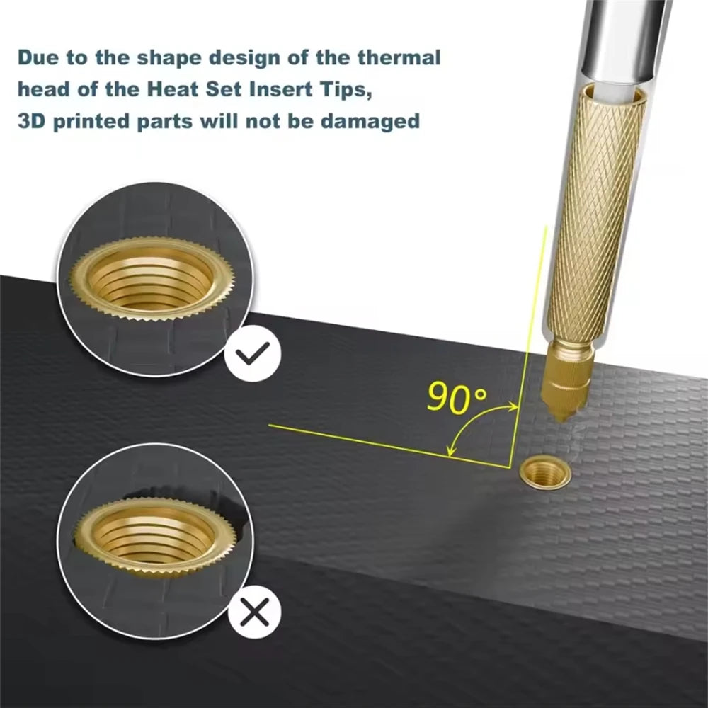 Heat Set Insert Soldering Iron Tip Head M2 M2.5 M3 M4 M5 M6 Hot Melt Insets Nut Brass Embedded Thread Insertion Kit For Plastic
