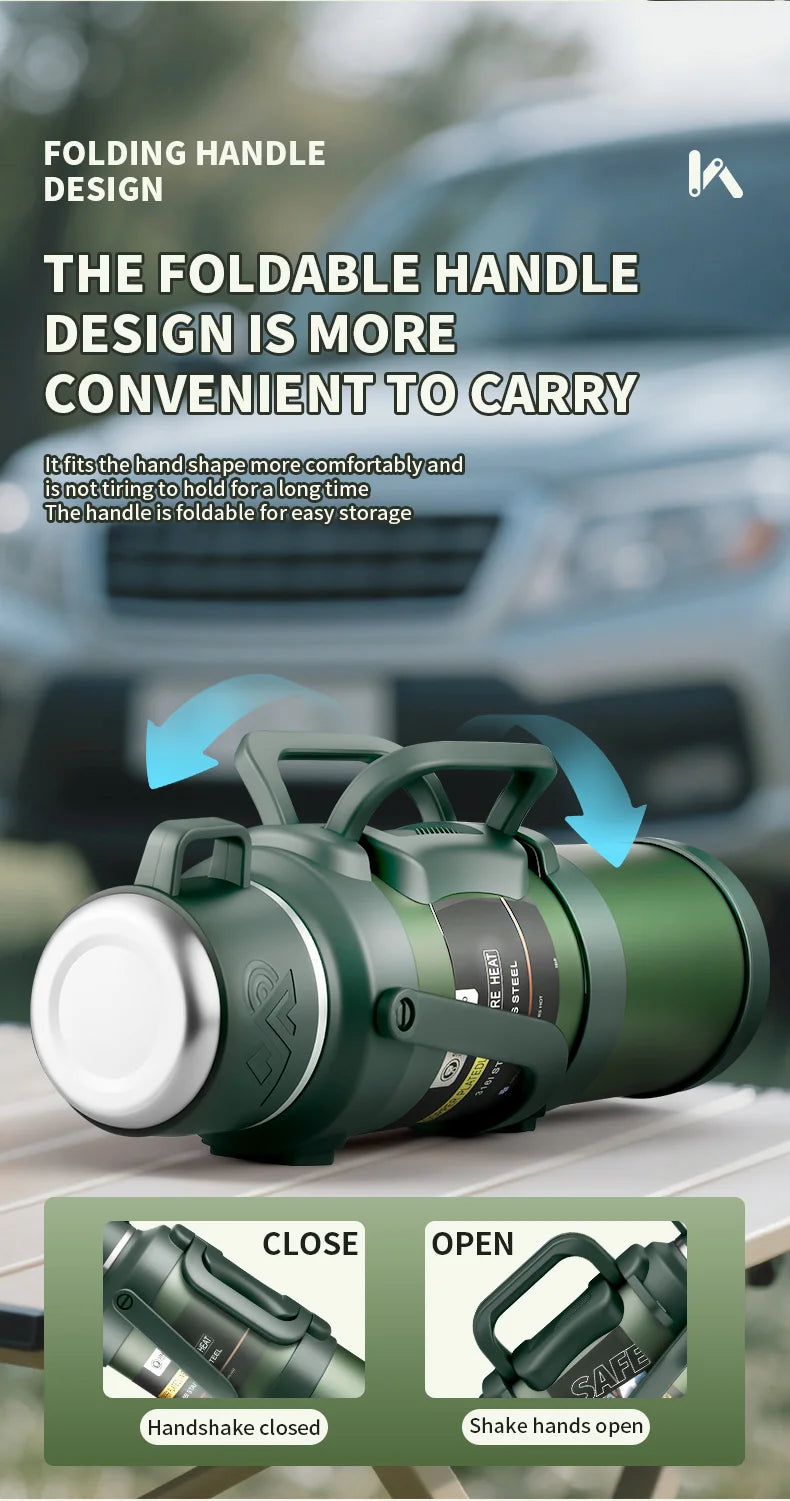2.5L Super Large Stainless Steel Vacuum Thermos, Double Walled Insulated Flask for Hot & Cold Beverages, Travel & Camping Essent