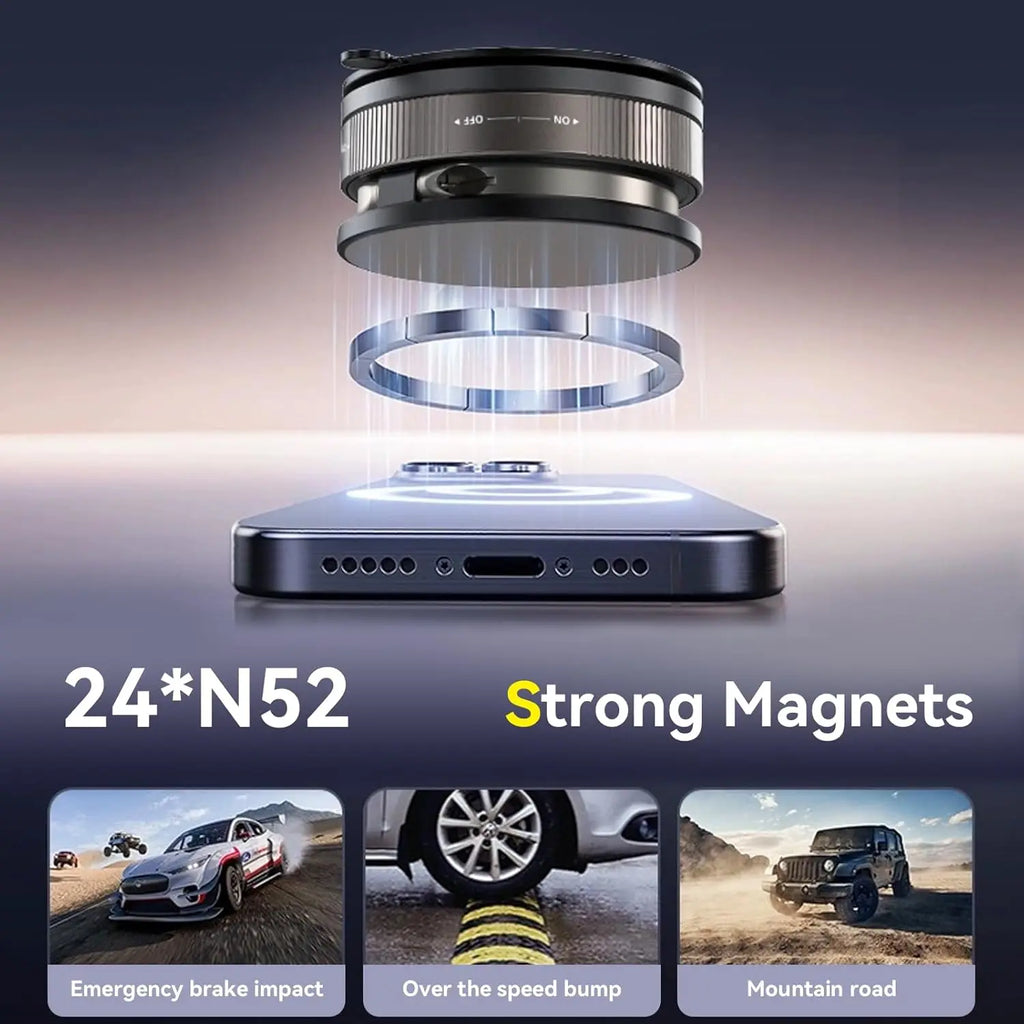 Upgraded 360° Vacuum Magnetic Car Phone Holder Ultra Strong Suction Magnetic Force Foldable Retractable Mount for Car/Dashboard