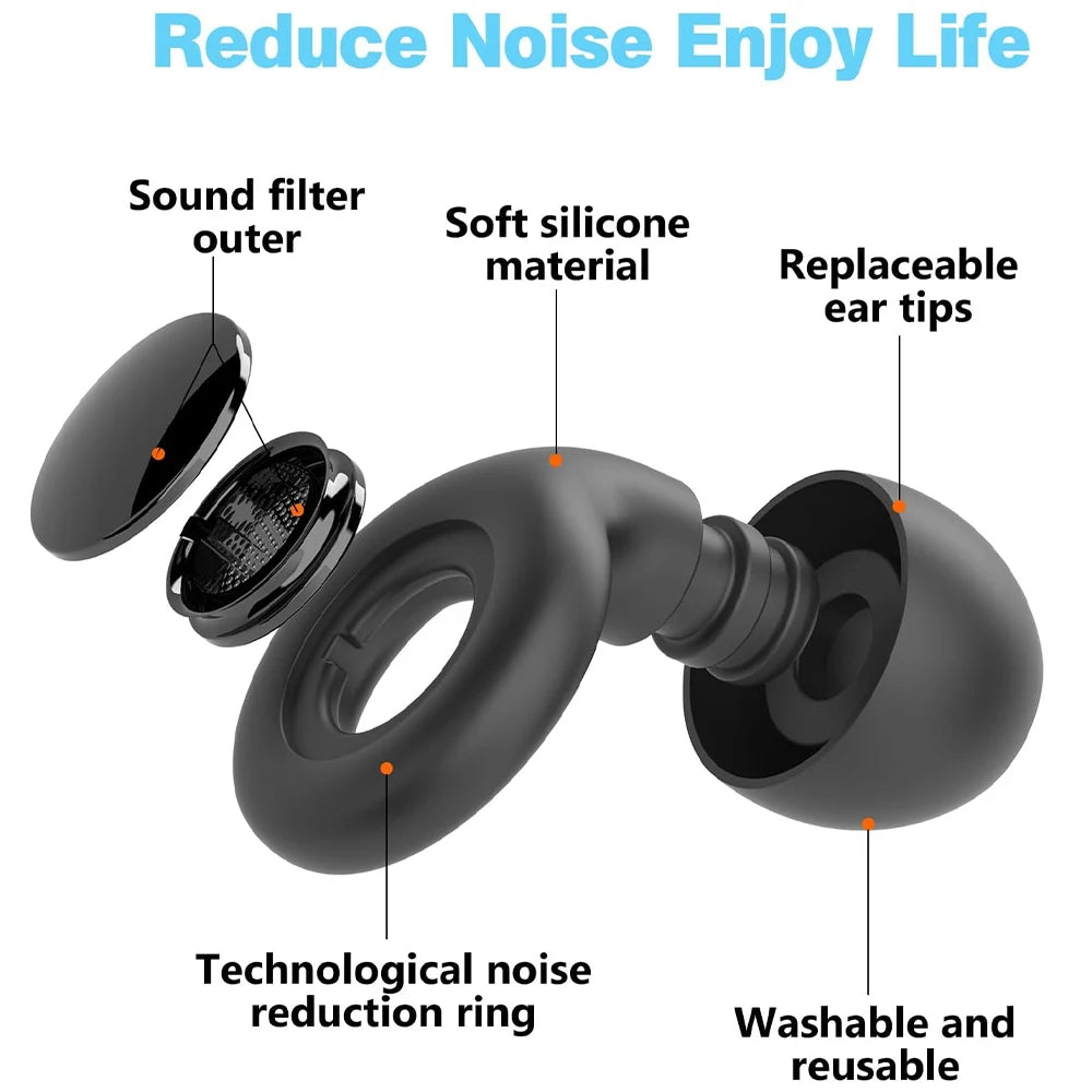 Quiet Ear Plugs for Sleeping Noise Reduction Super Soft Reusable Hearing Protection Anti noise earplugs for Concerts Travel Work