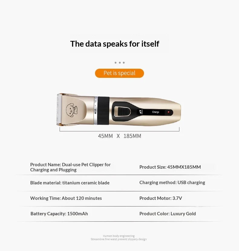 1500 MAh Electric Charge Hair Clipper Pet Trimmer for Dogs & Cats