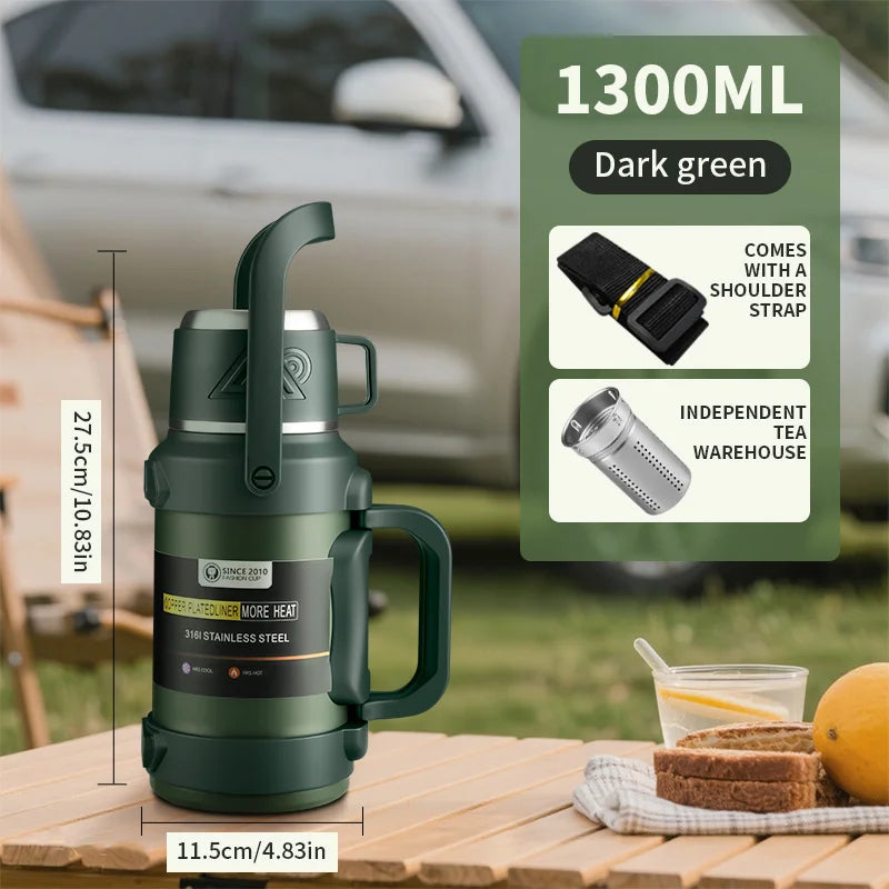 2.5L Super Large Stainless Steel Vacuum Thermos, Double Walled Insulated Flask for Hot & Cold Beverages, Travel & Camping Essent