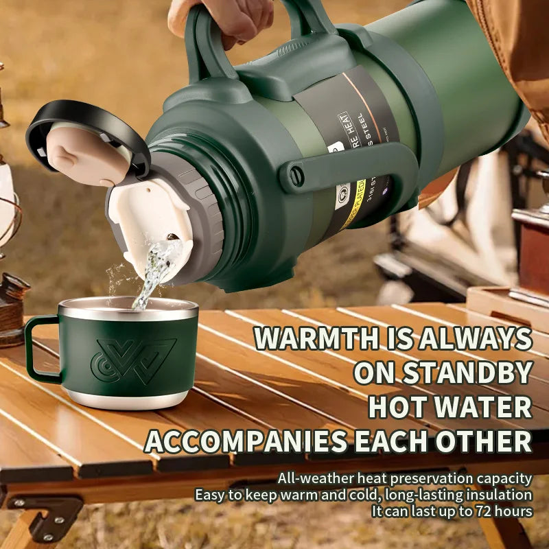2.5L Super Large Stainless Steel Vacuum Thermos, Double Walled Insulated Flask for Hot & Cold Beverages, Travel & Camping Essent