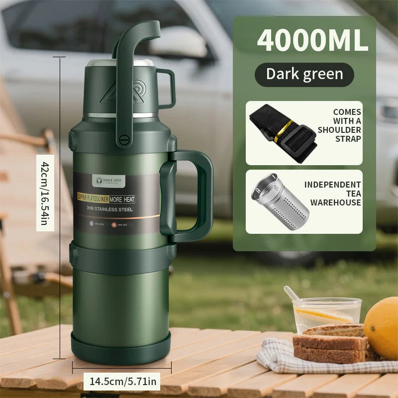 2.5L Super Large Stainless Steel Vacuum Thermos, Double Walled Insulated Flask for Hot & Cold Beverages, Travel & Camping Essent