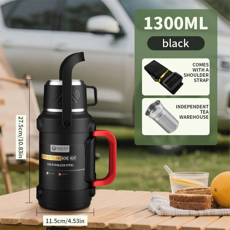 2.5L Super Large Stainless Steel Vacuum Thermos, Double Walled Insulated Flask for Hot & Cold Beverages, Travel & Camping Essent