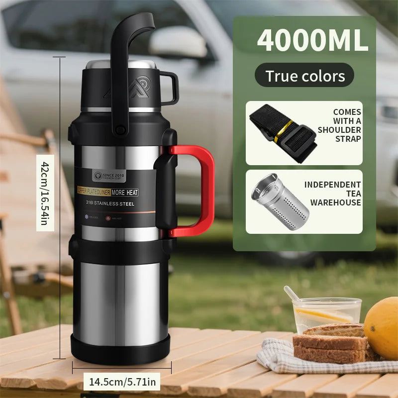 2.5L Super Large Stainless Steel Vacuum Thermos, Double Walled Insulated Flask for Hot & Cold Beverages, Travel & Camping Essent