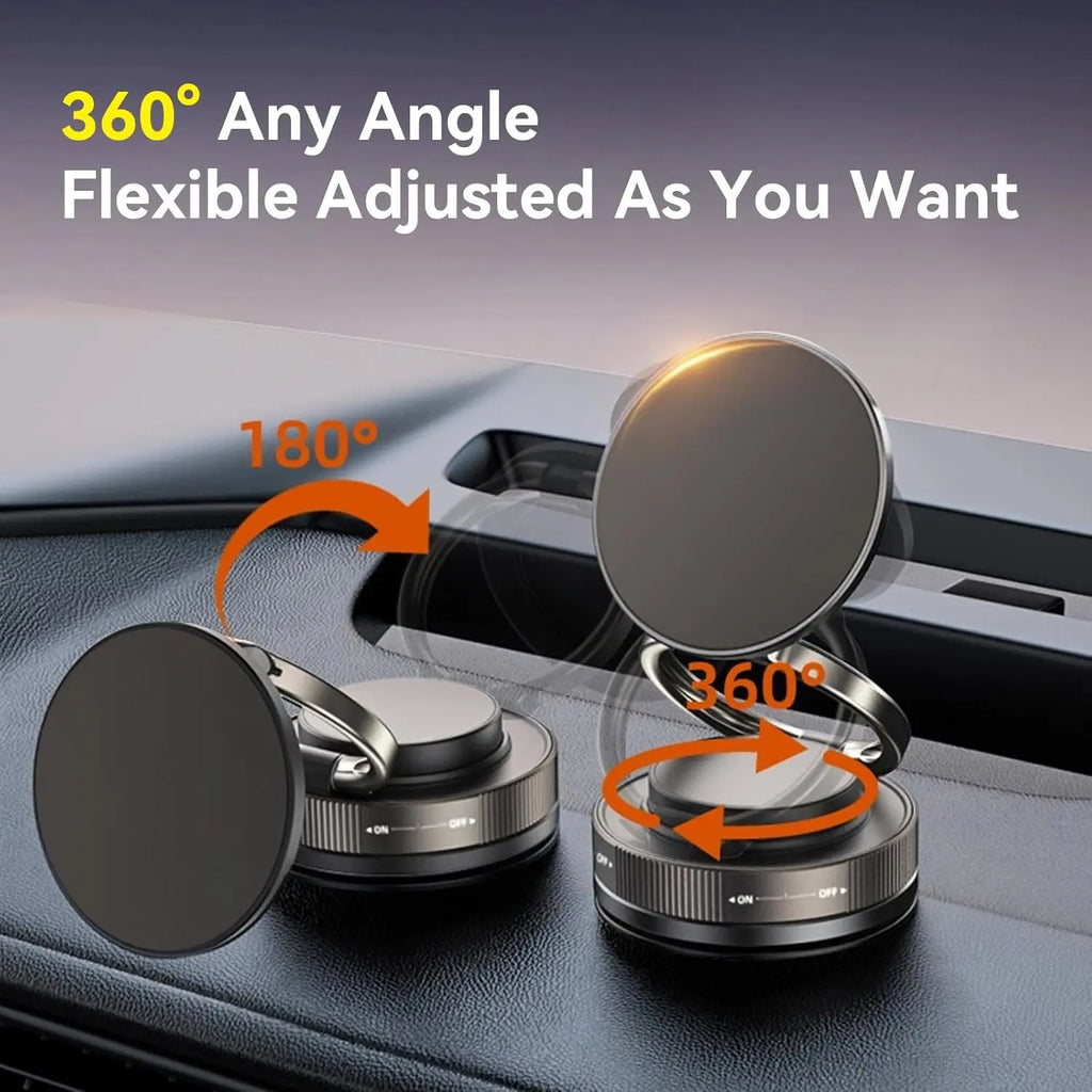 Upgraded 360° Vacuum Magnetic Car Phone Holder Ultra Strong Suction Magnetic Force Foldable Retractable Mount for Car/Dashboard
