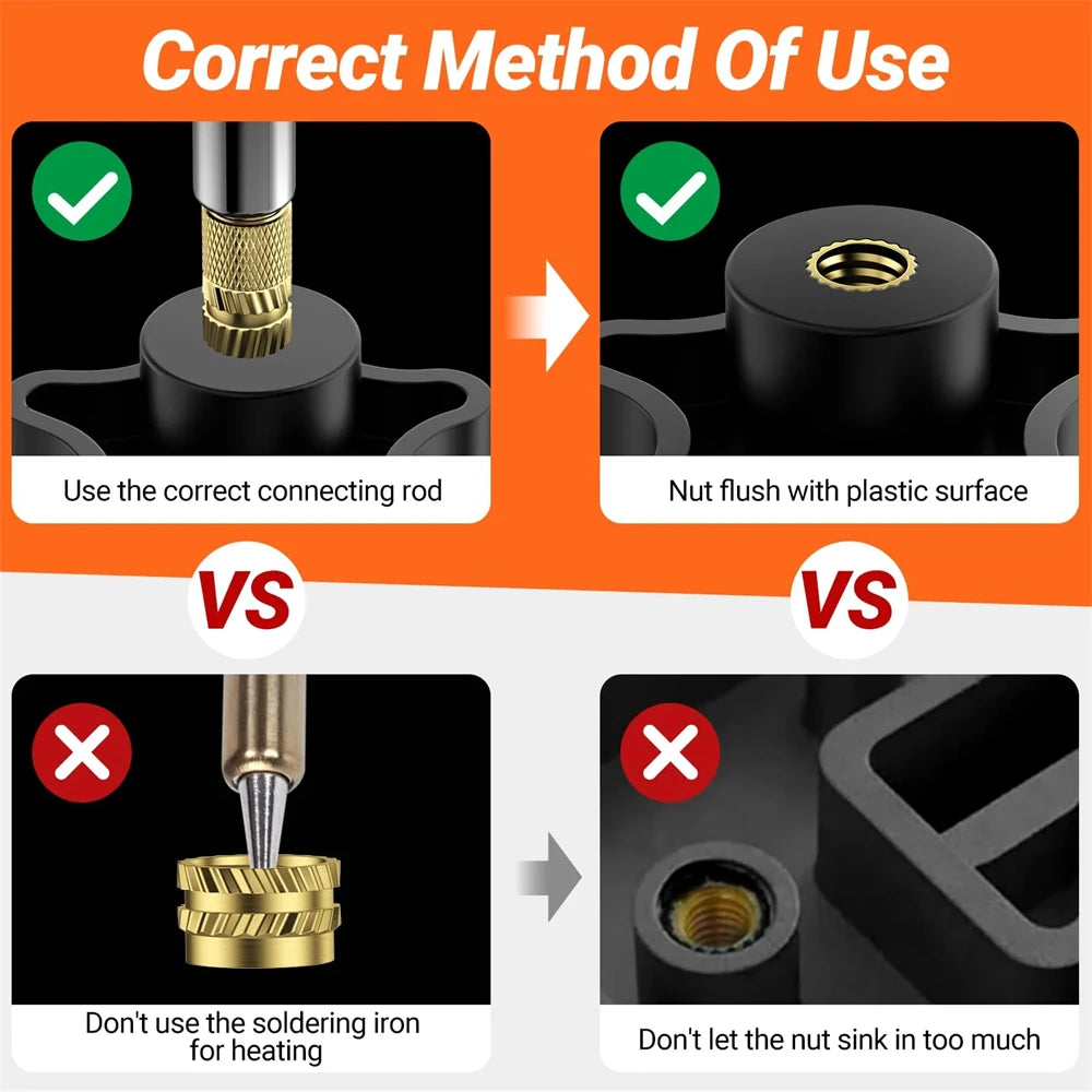 Heat Set Insert Soldering Iron Tip Head M2 M2.5 M3 M4 M5 M6 Hot Melt Insets Nut Brass Embedded Thread Insertion Kit For Plastic